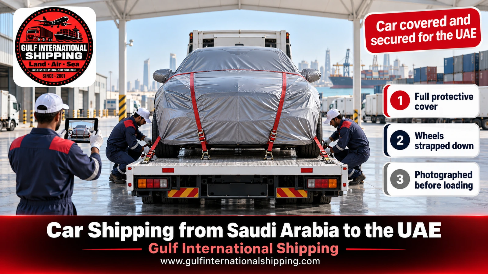 Car covered and secured for the UAE