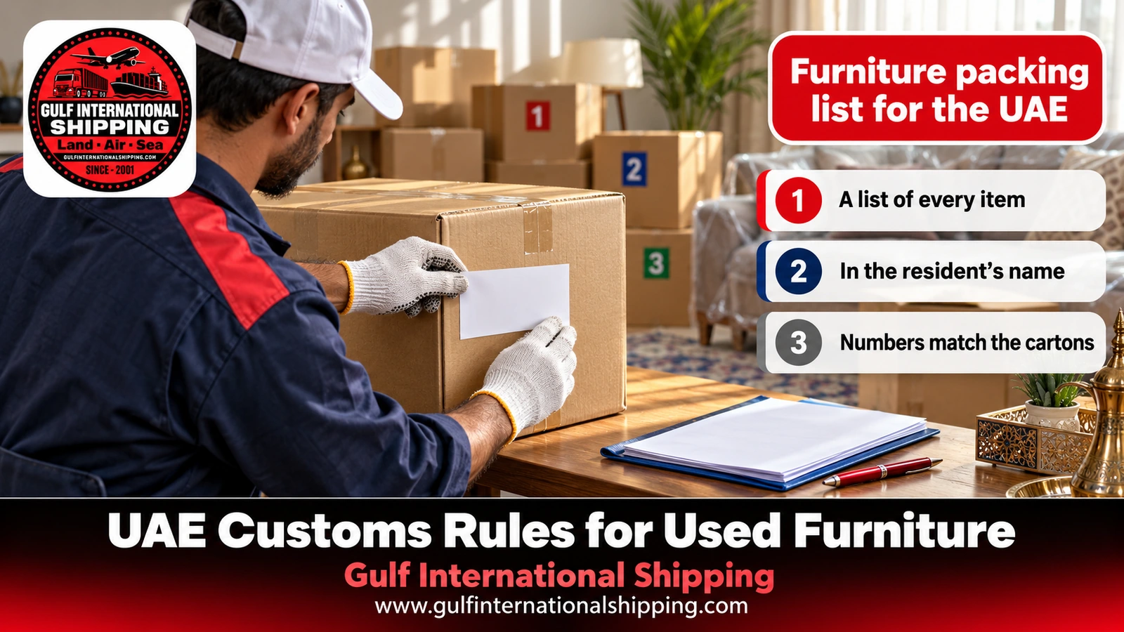 Furniture packing list for the UAE