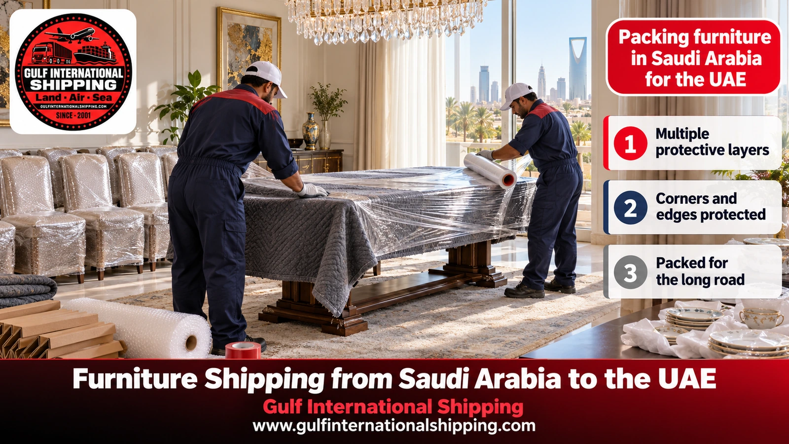 Packing furniture in Saudi Arabia for the UAE