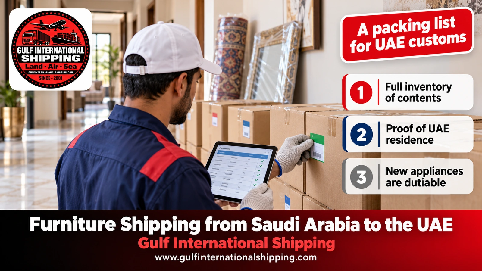 A packing list for UAE customs