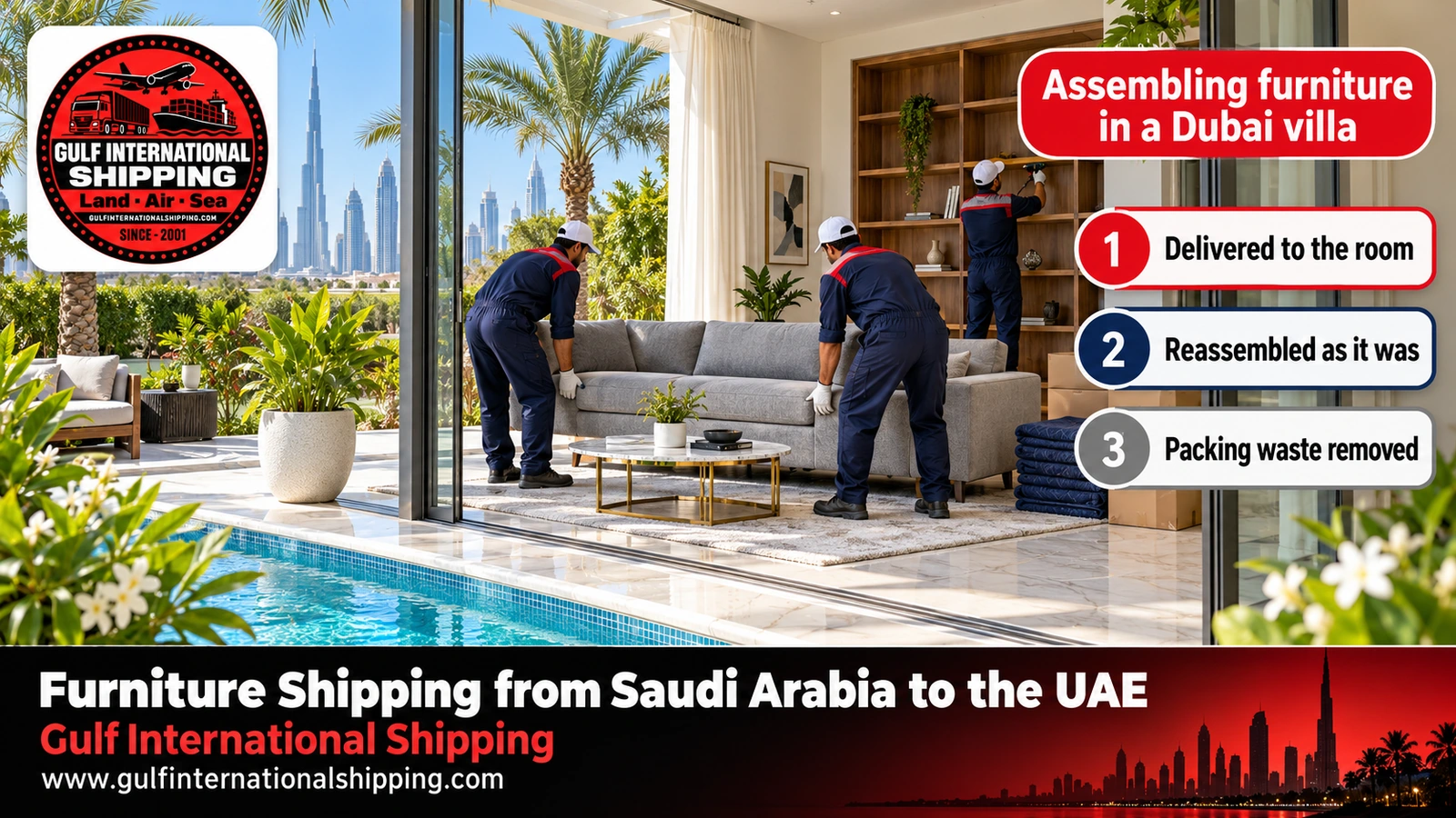 Assembling furniture in a Dubai villa