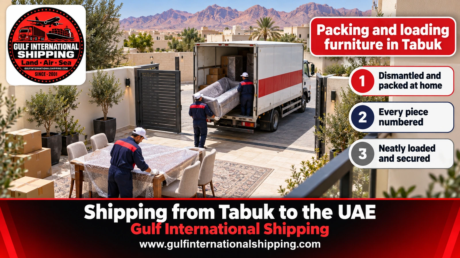 Packing and loading furniture in Tabuk