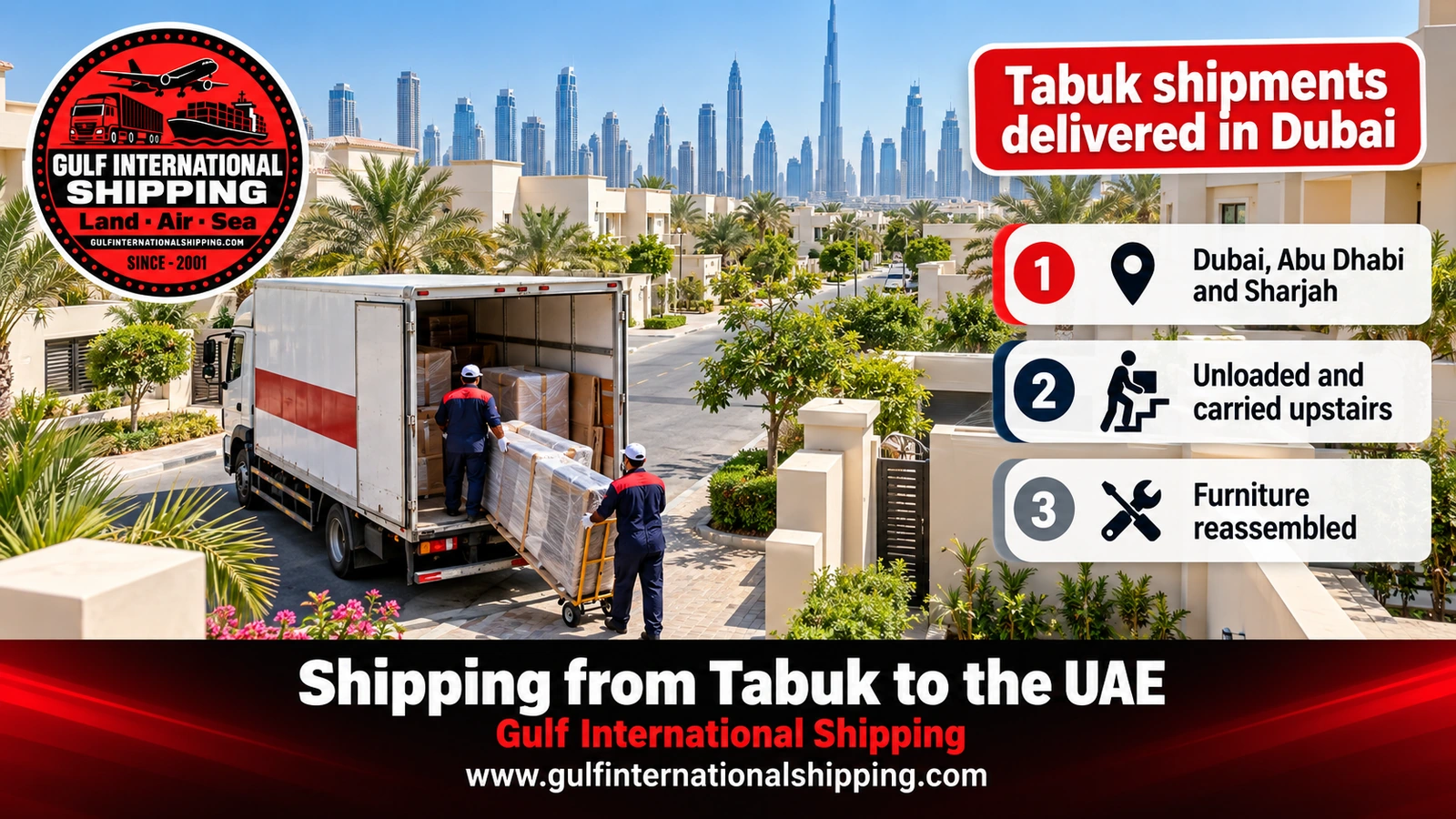 Tabuk shipments delivered in Dubai