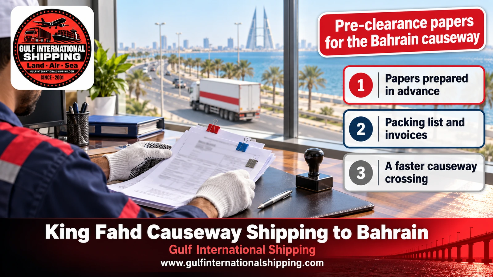 Pre-clearance papers for the Bahrain causeway
