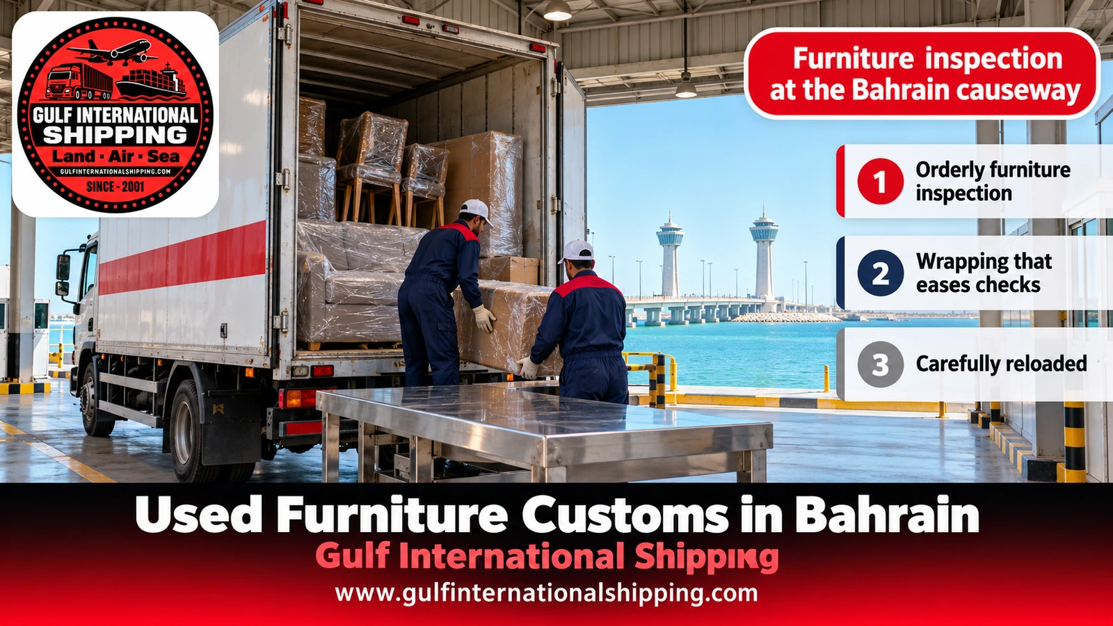 Furniture inspection at the Bahrain causeway