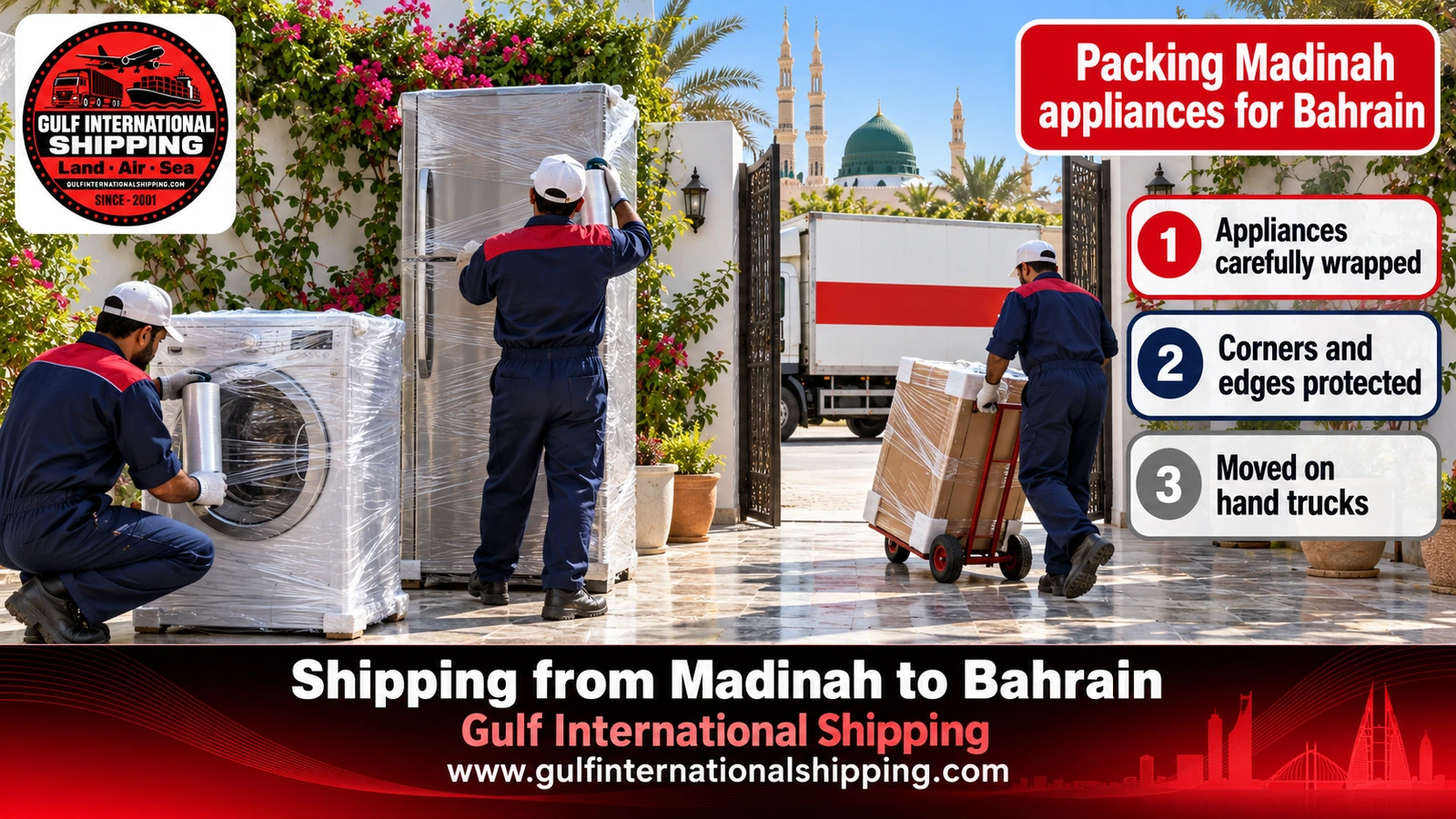 Packing Madinah appliances for Bahrain