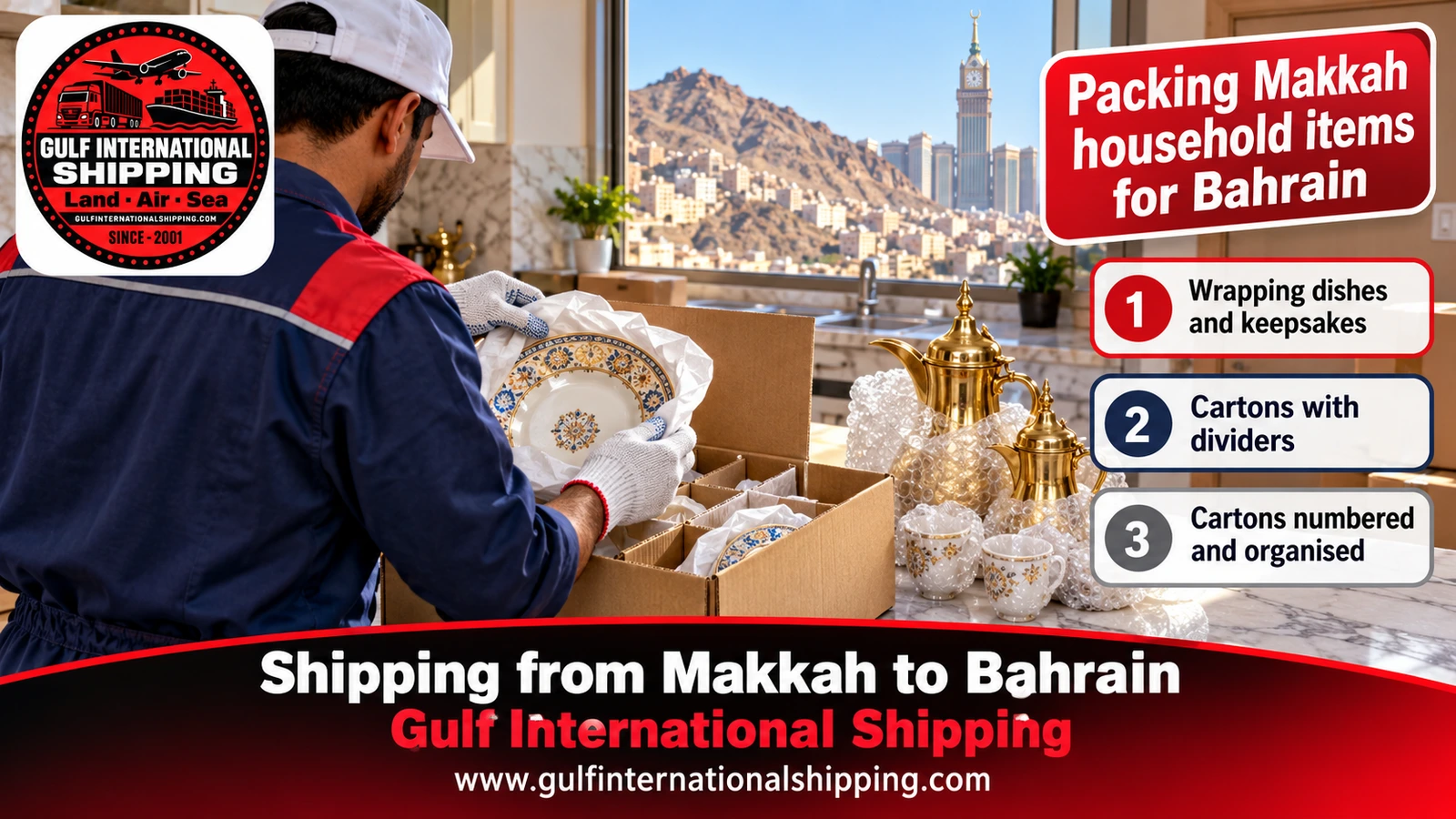 Packing Makkah household items for Bahrain