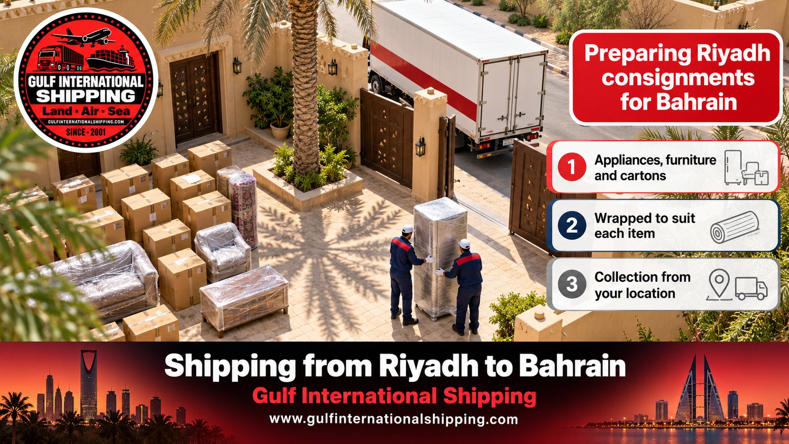 Preparing Riyadh consignments for Bahrain