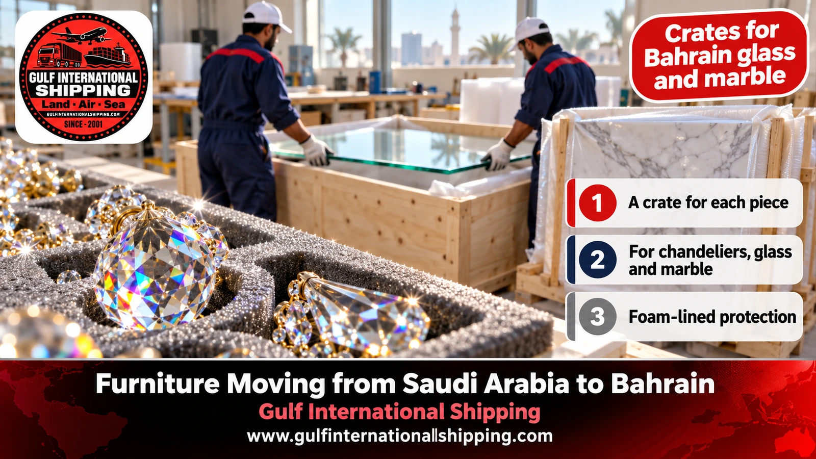 Crates for Bahrain glass and marble