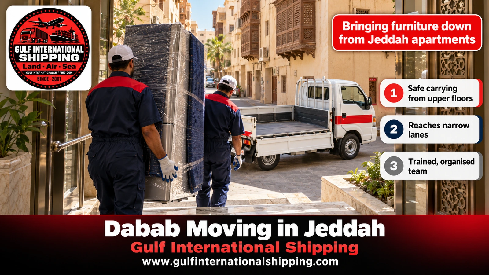 Bringing furniture down from Jeddah apartments