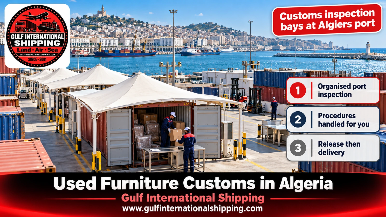 Customs inspection bays at Algiers port