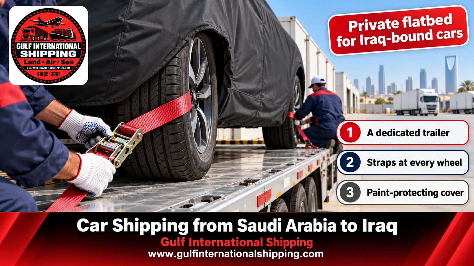 Private flatbed for Iraq-bound cars