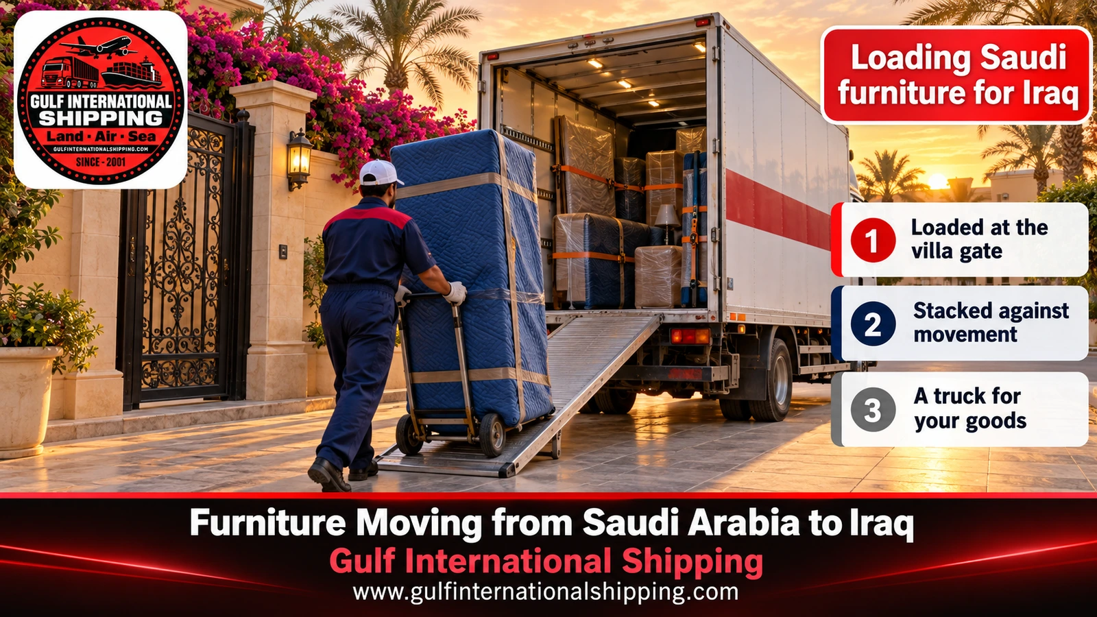 Loading Saudi furniture for Iraq