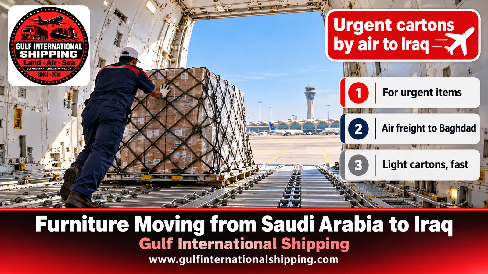 Urgent cartons by air to Iraq