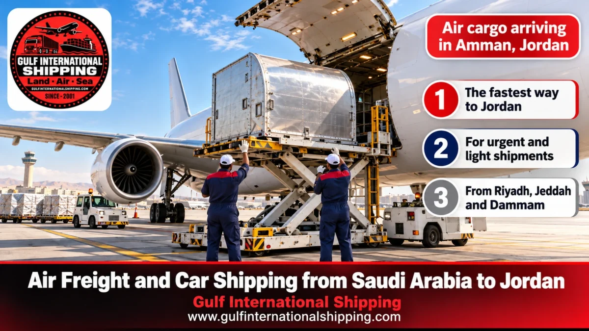Air cargo arriving in Amman, Jordan
