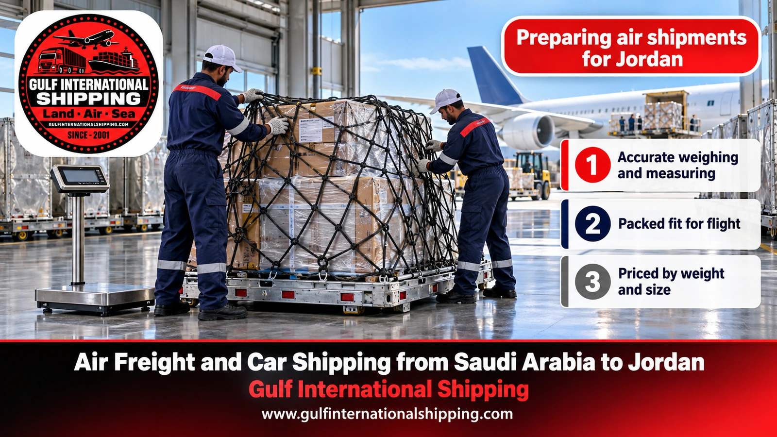 Preparing air shipments for Jordan