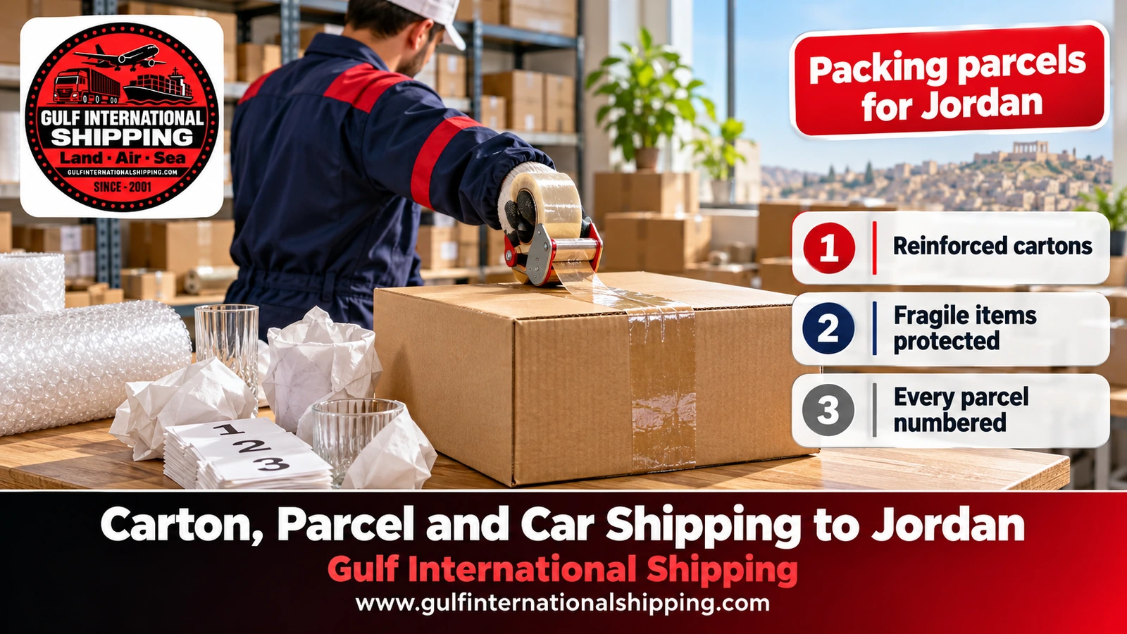 Packing parcels for Jordan