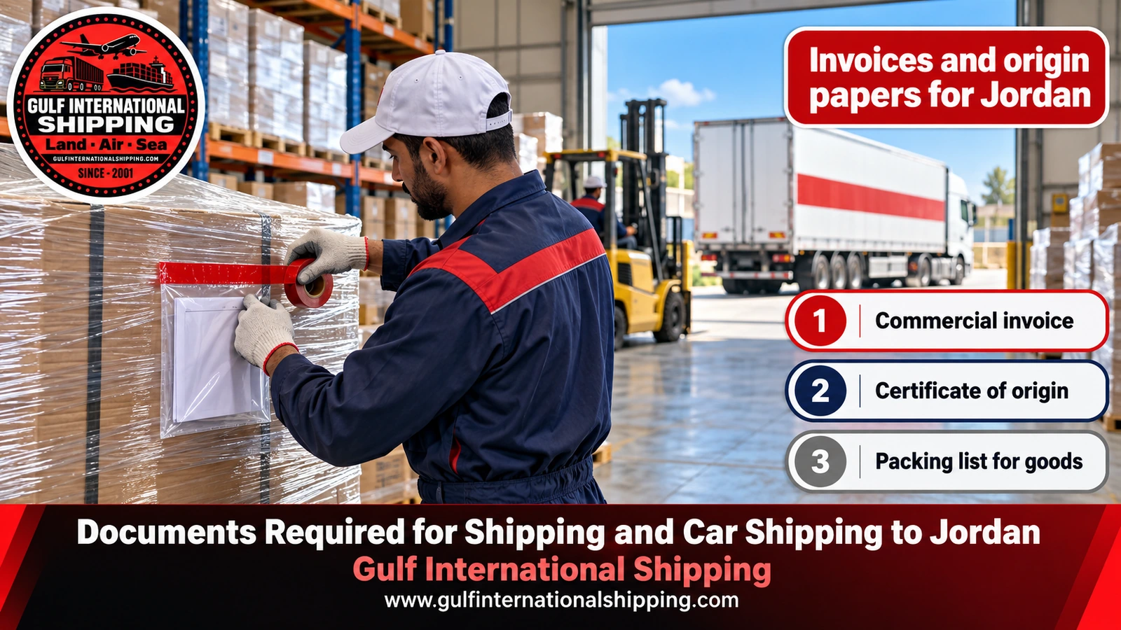 Invoices and origin papers for Jordan