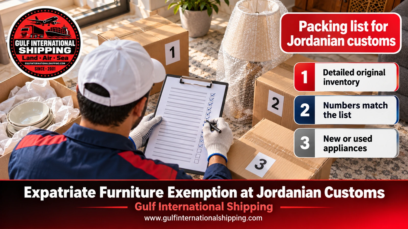 Packing list for Jordanian customs