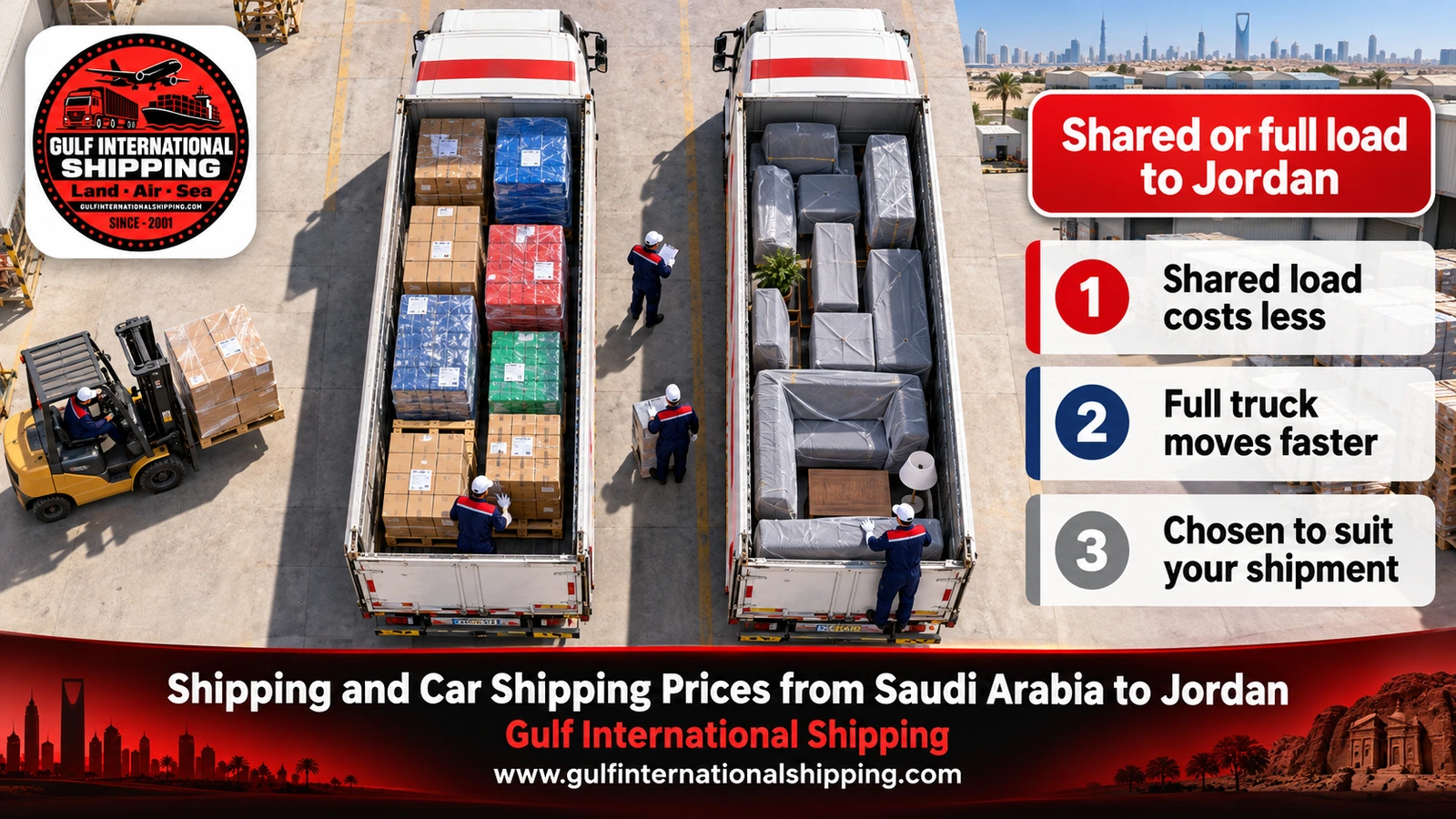 Shared or full load to Jordan