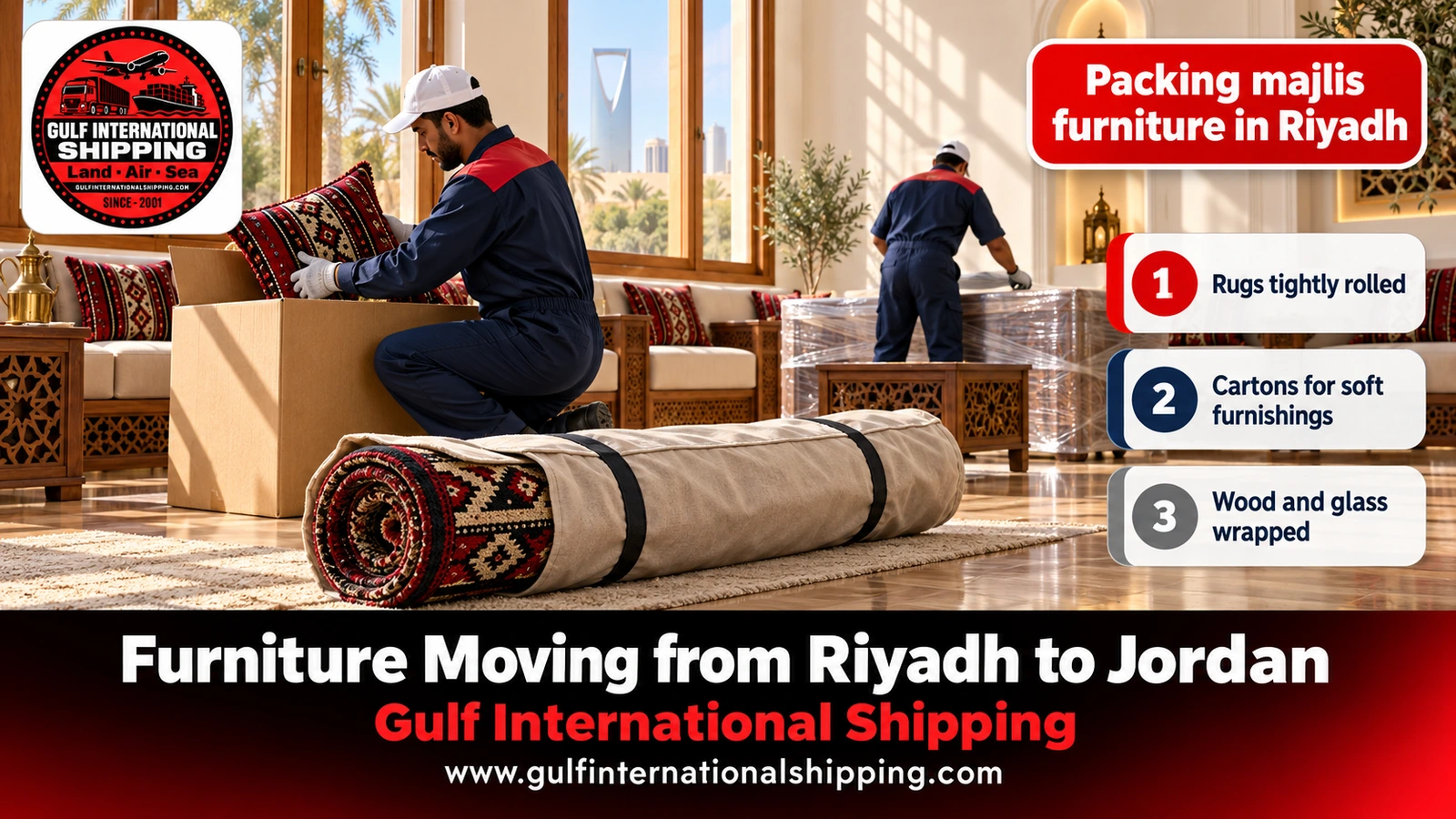 Packing majlis furniture in Riyadh