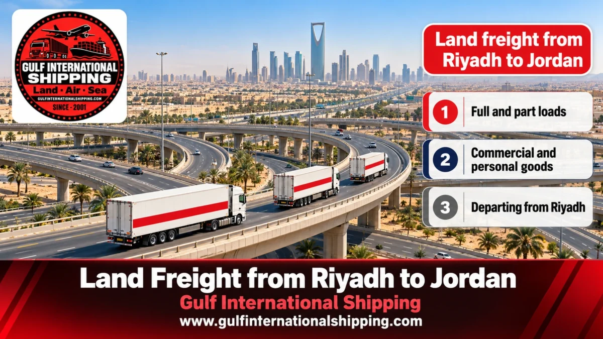 Land freight from Riyadh to Jordan
