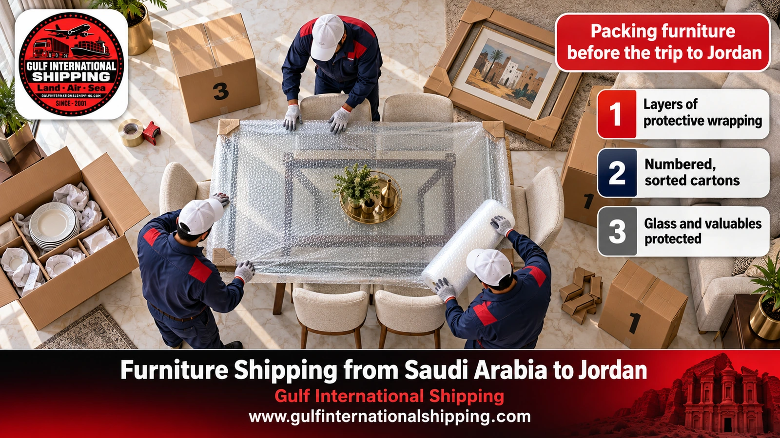 Packing furniture before the trip to Jordan