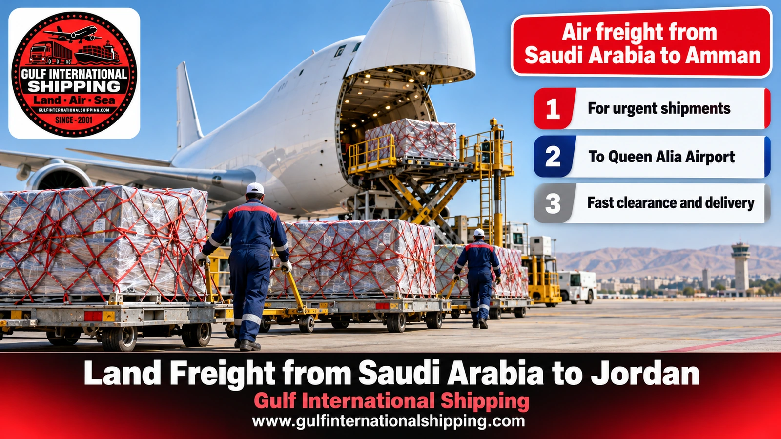 Air freight from Saudi Arabia to Amman