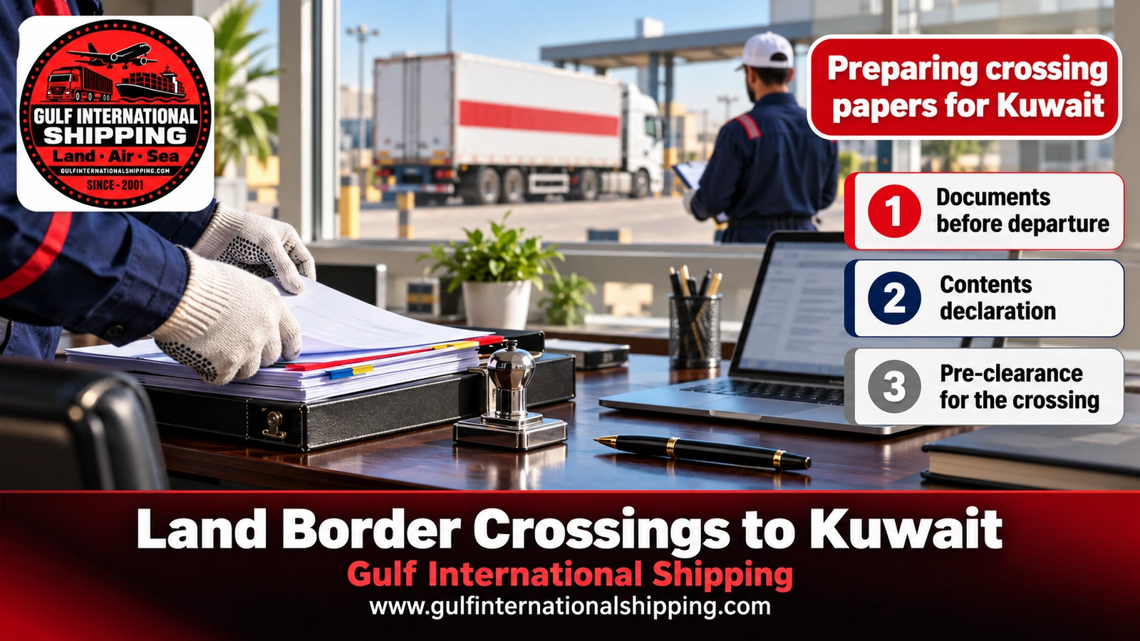 Preparing crossing papers for Kuwait