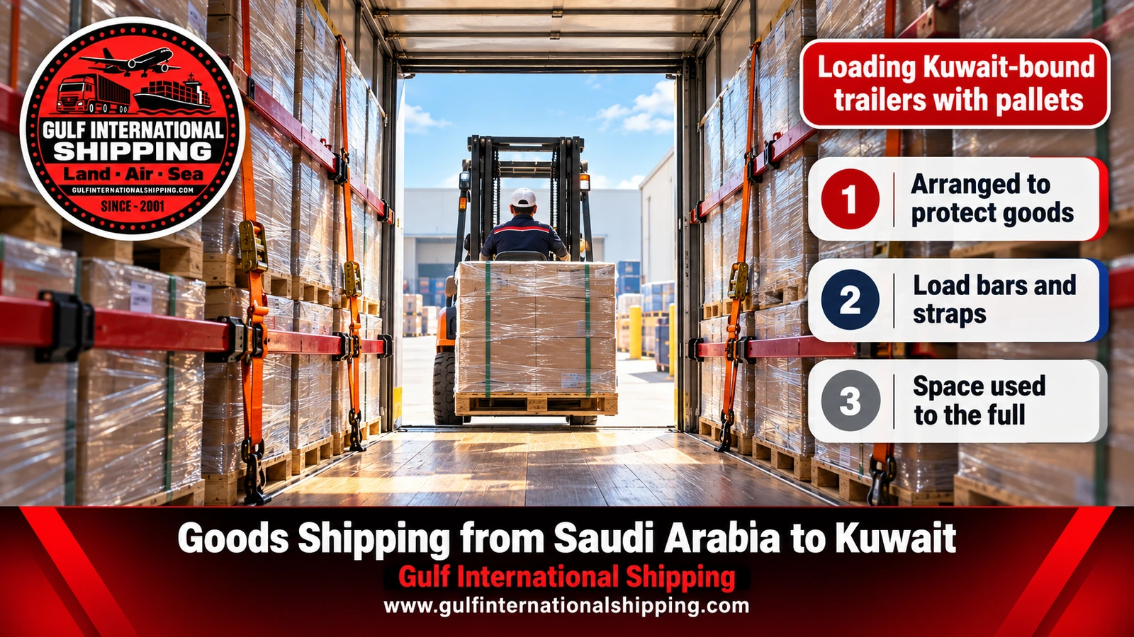 Loading Kuwait-bound trailers with pallets