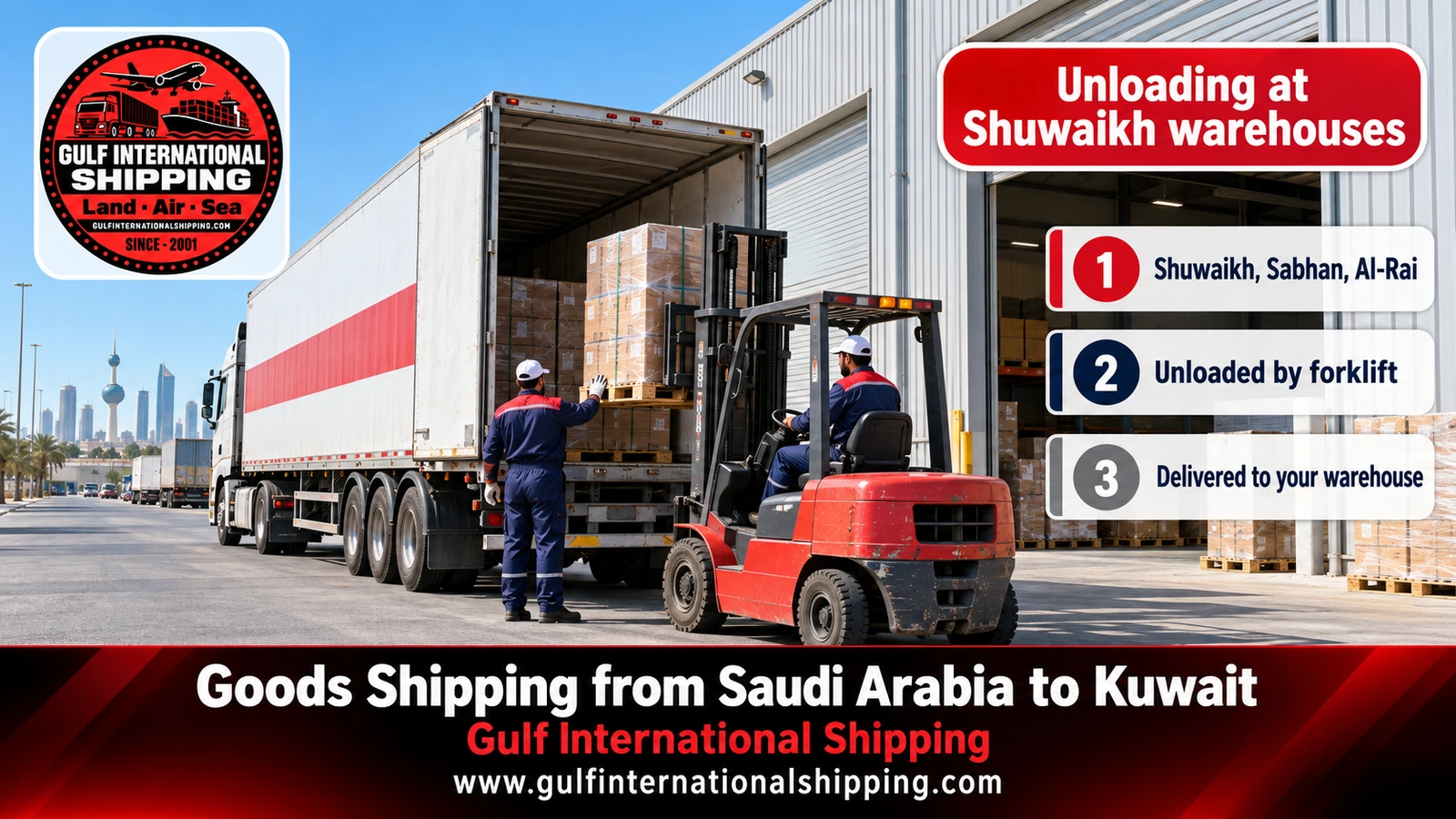 Unloading at Shuwaikh warehouses