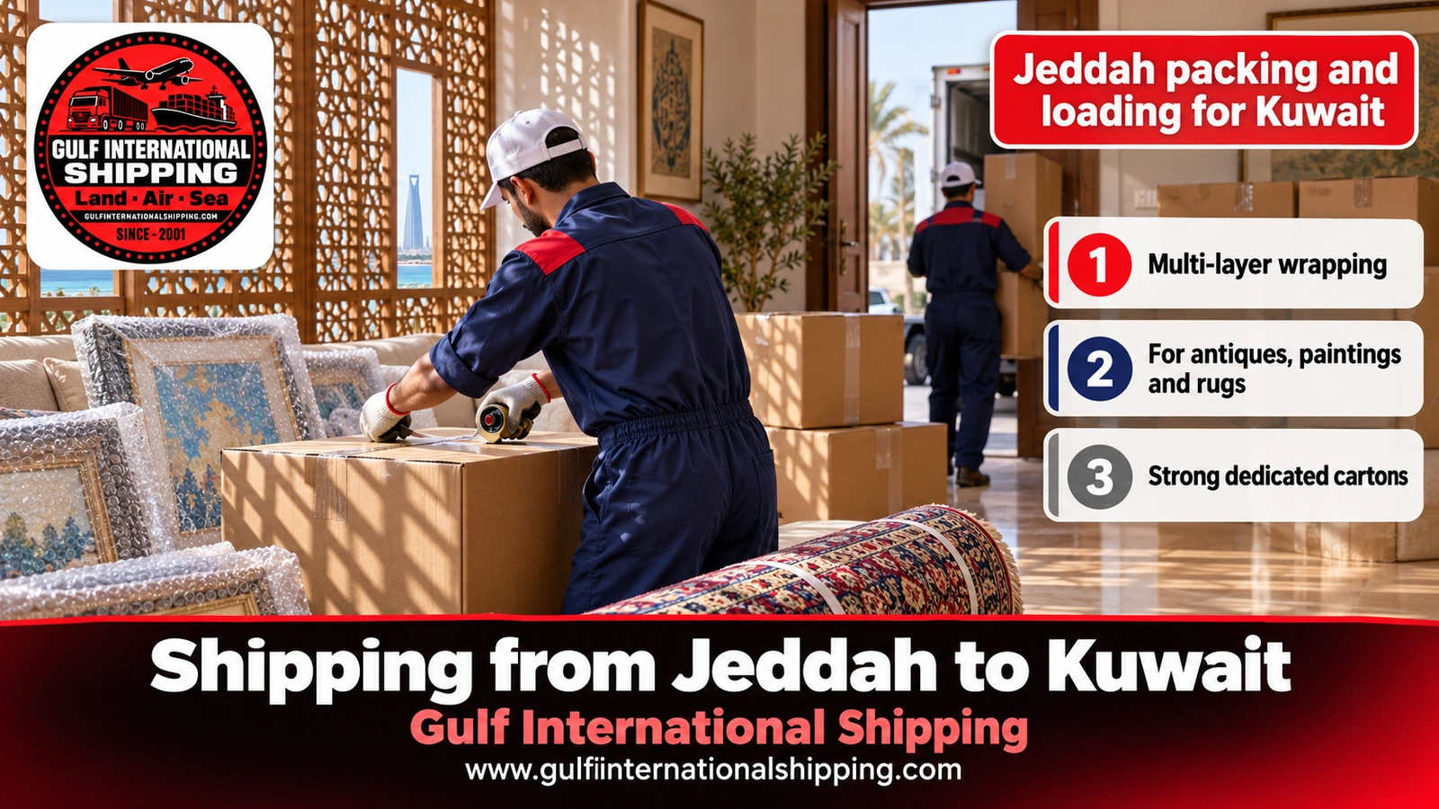 Jeddah packing and loading for Kuwait
