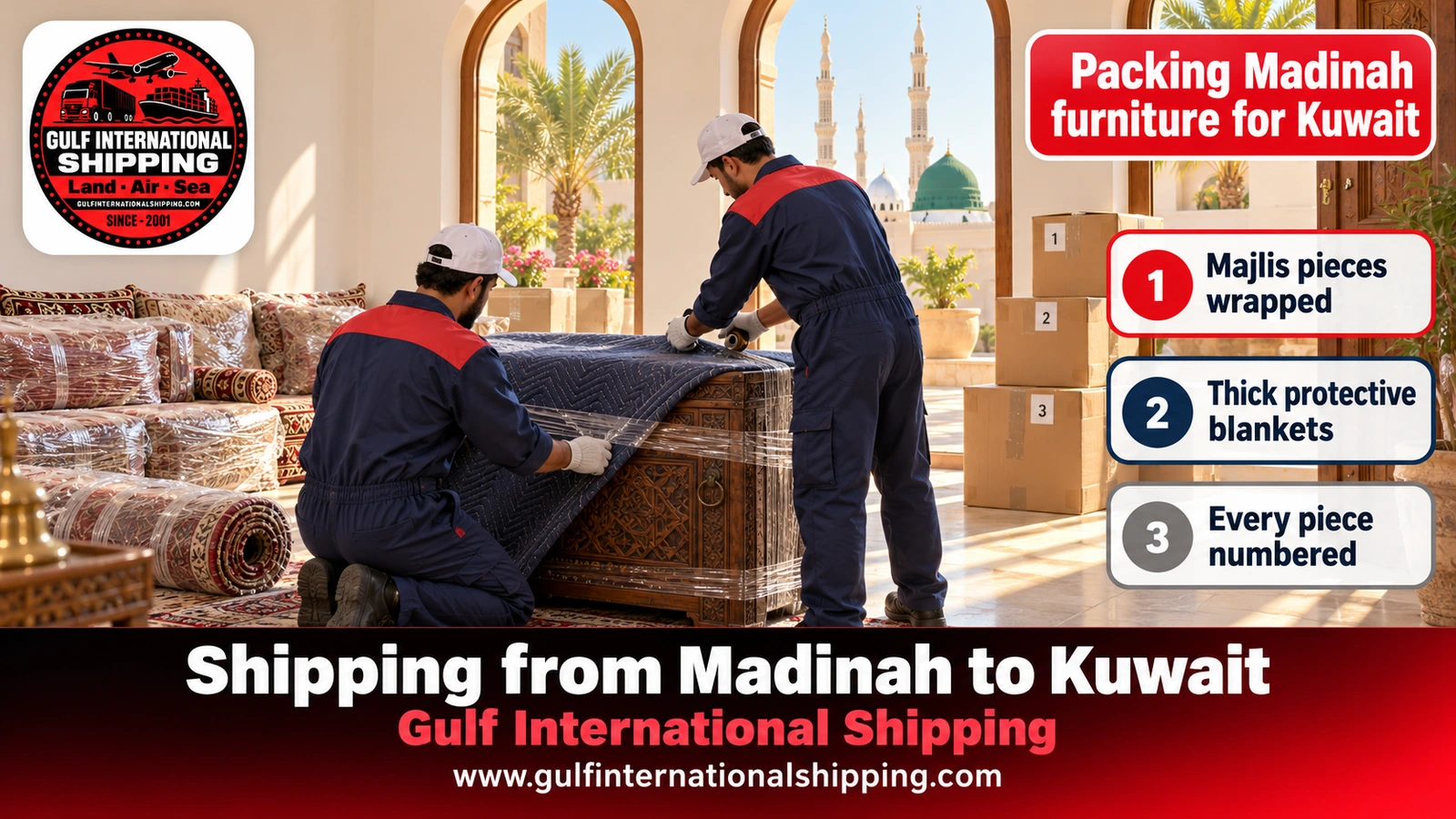Packing Madinah furniture for Kuwait