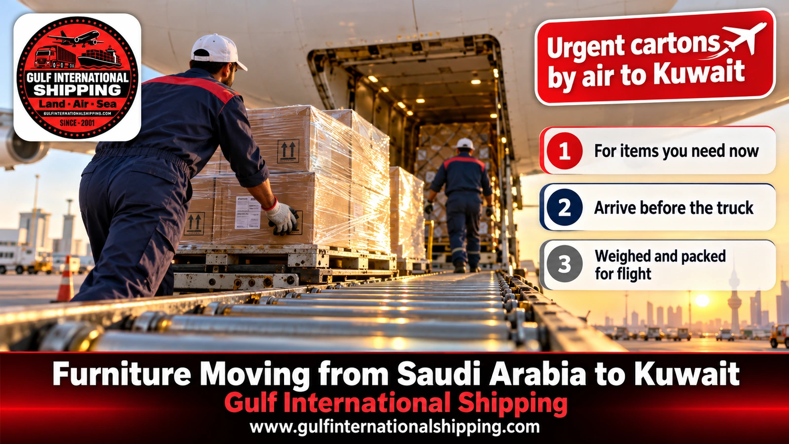 Urgent cartons by air to Kuwait
