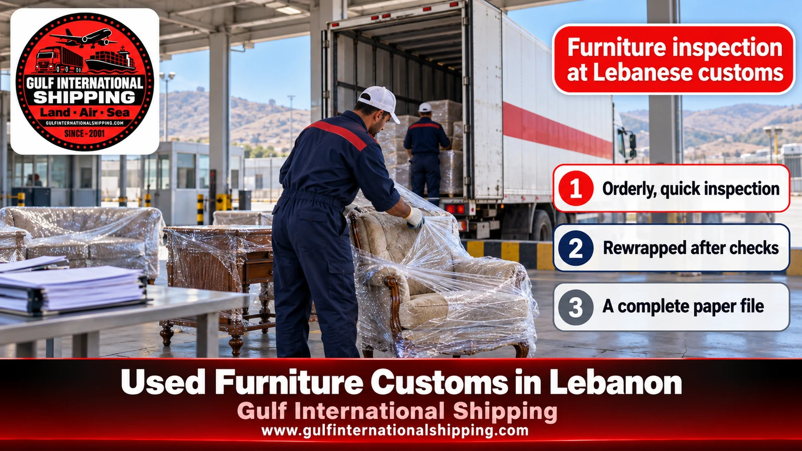 Furniture inspection at Lebanese customs