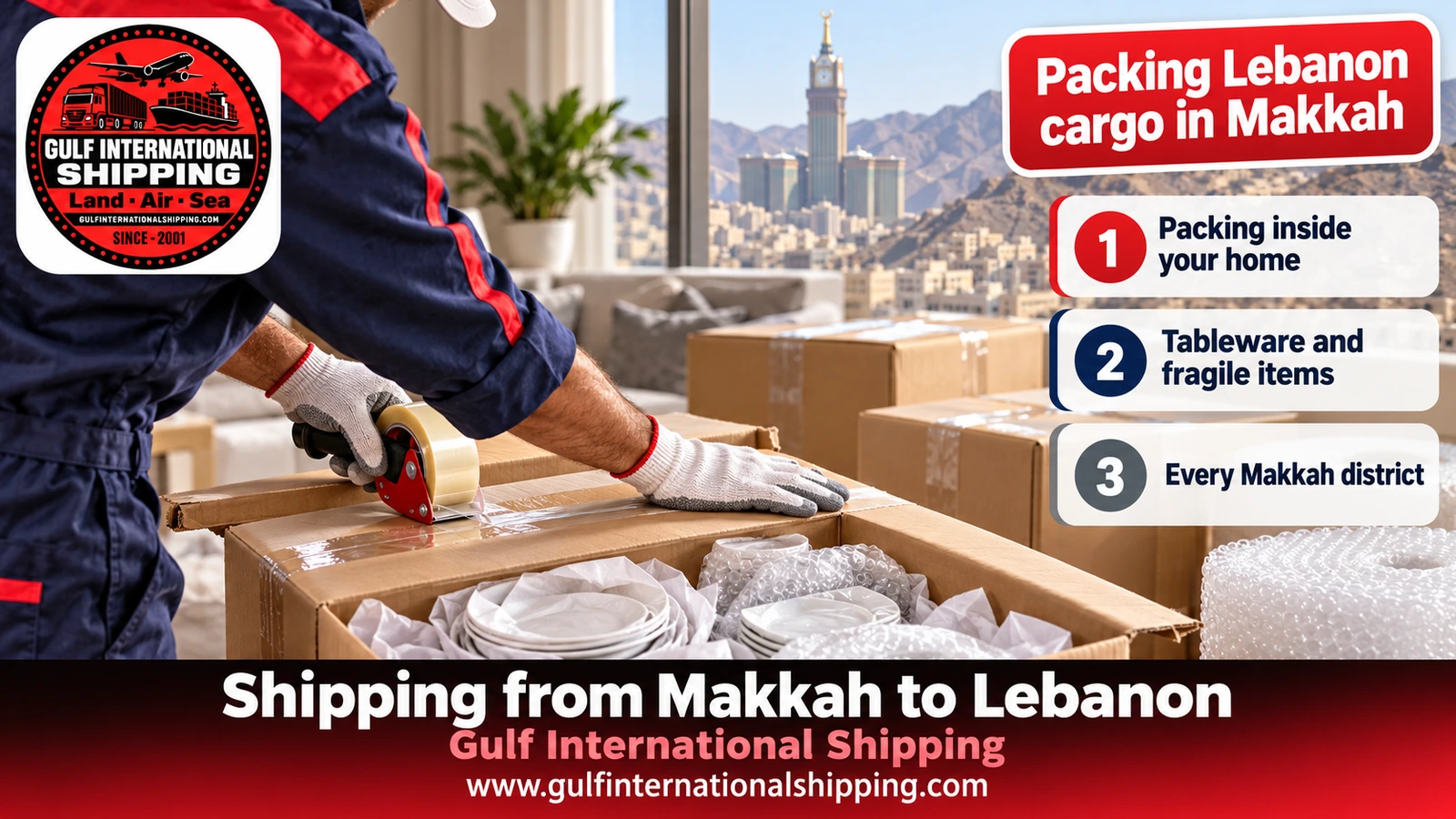 Packing Lebanon cargo in Makkah