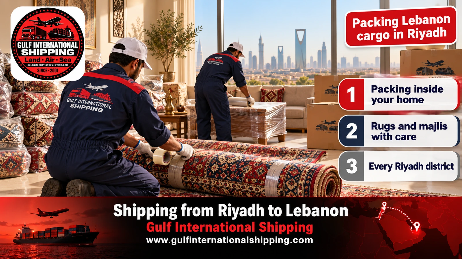 Packing Lebanon cargo in Riyadh