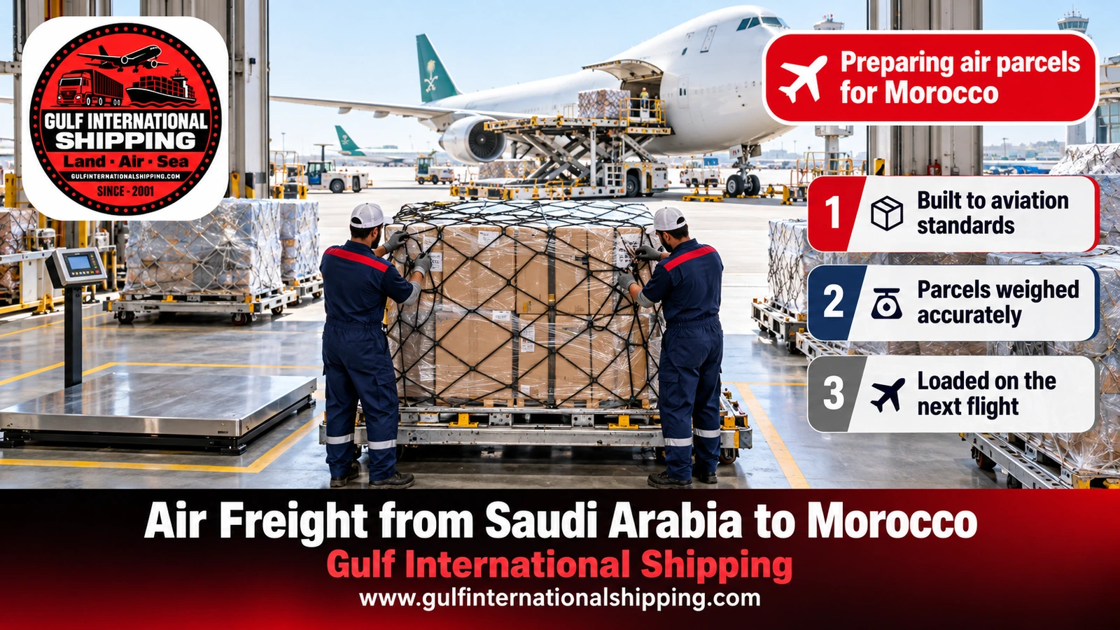Preparing air parcels for Morocco