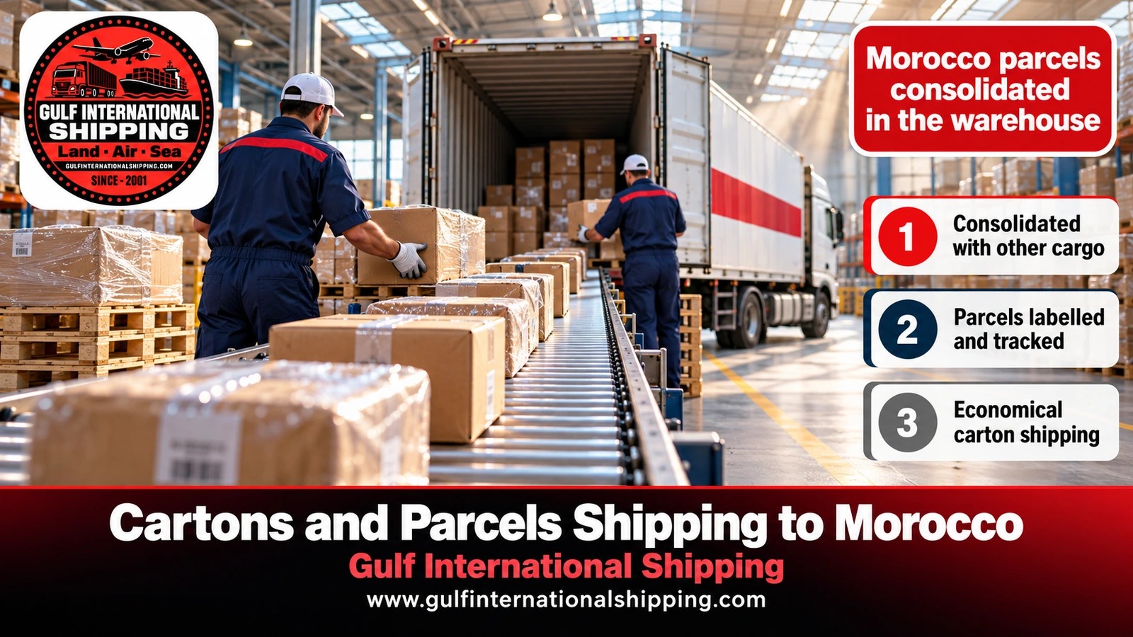 Morocco parcels consolidated in the warehouse