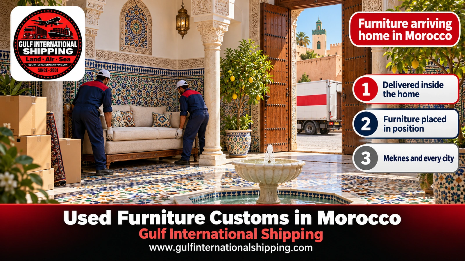Furniture arriving home in Morocco
