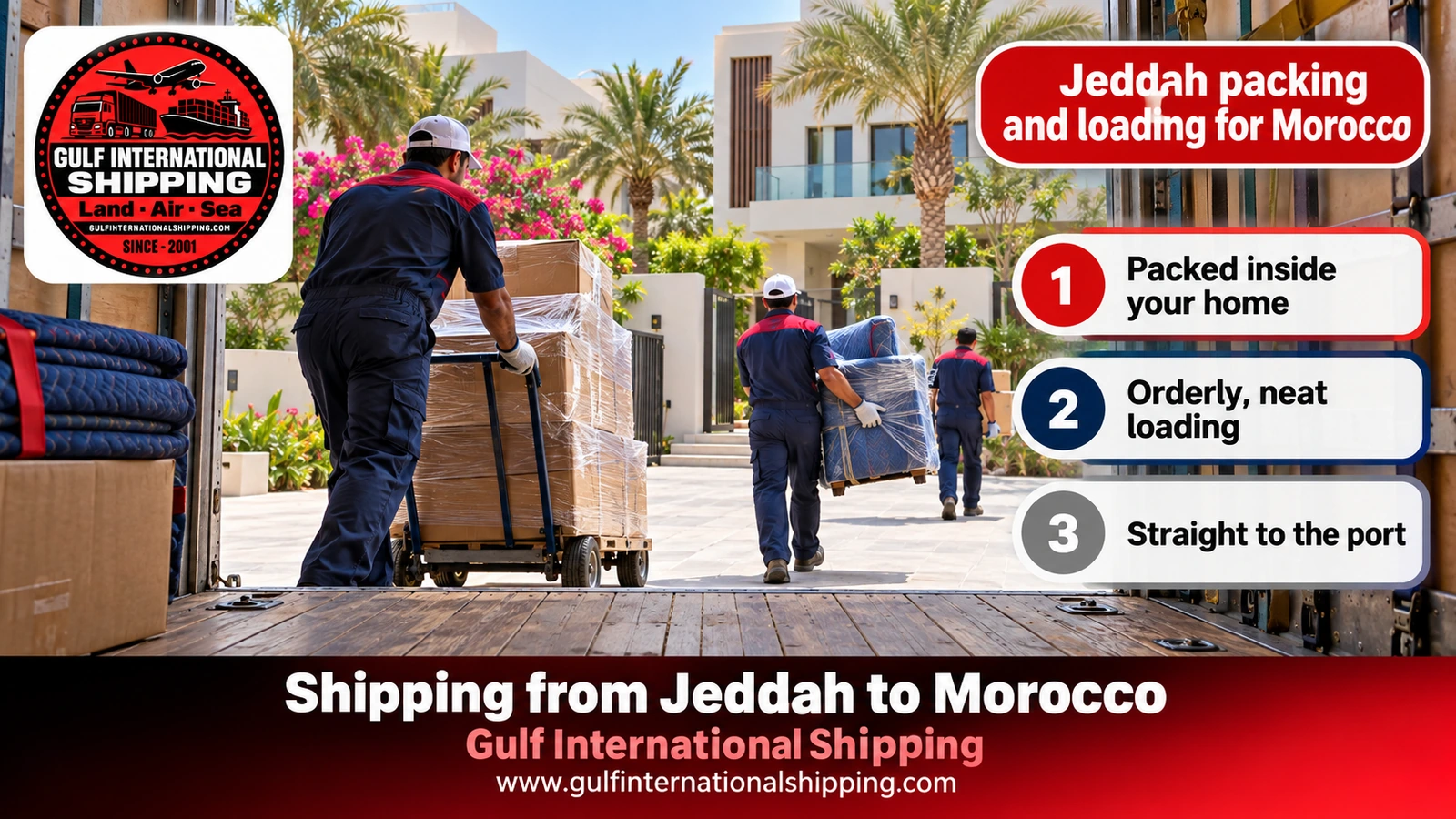 Jeddah packing and loading for Morocco