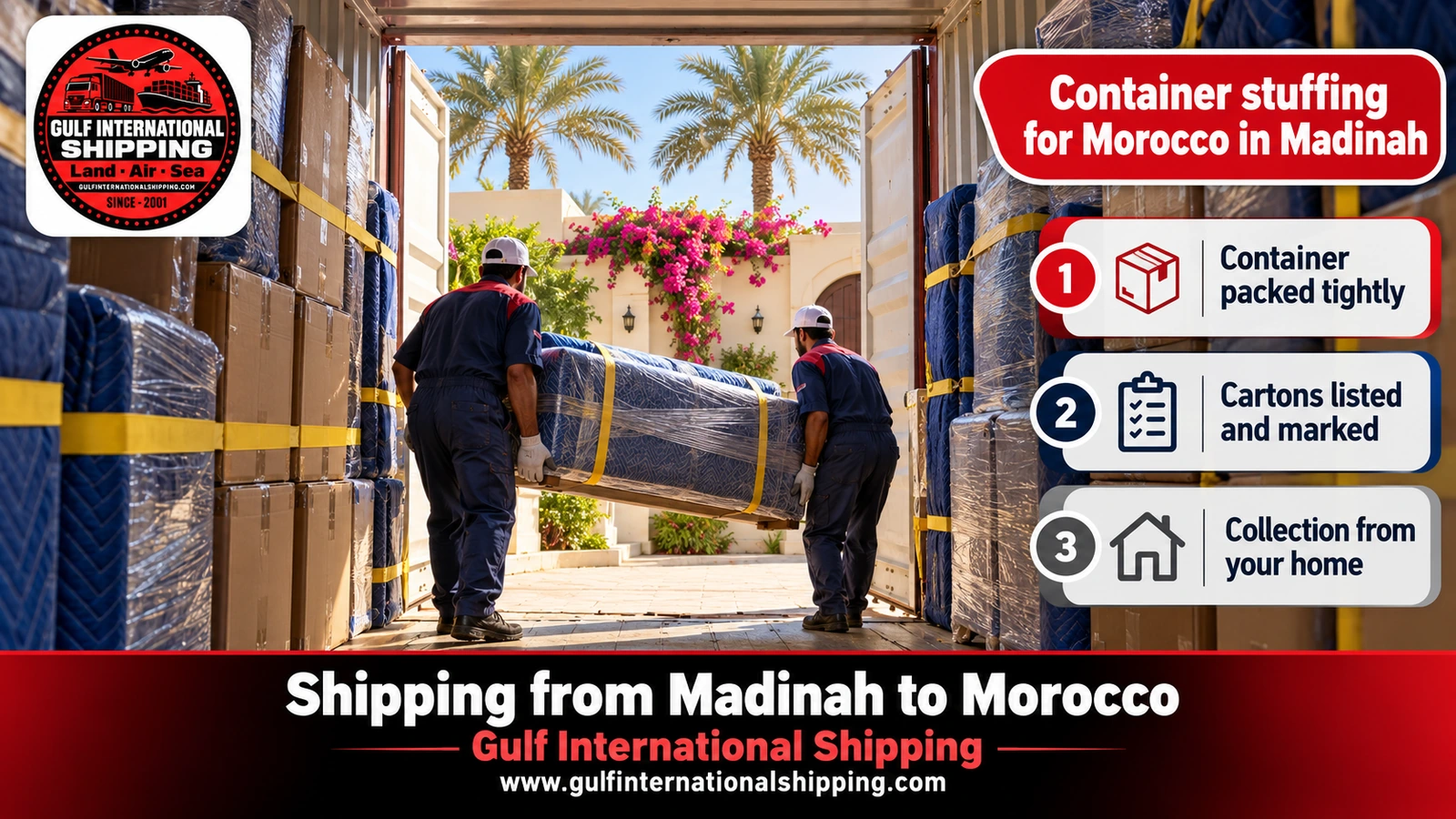 Container stuffing for Morocco in Madinah