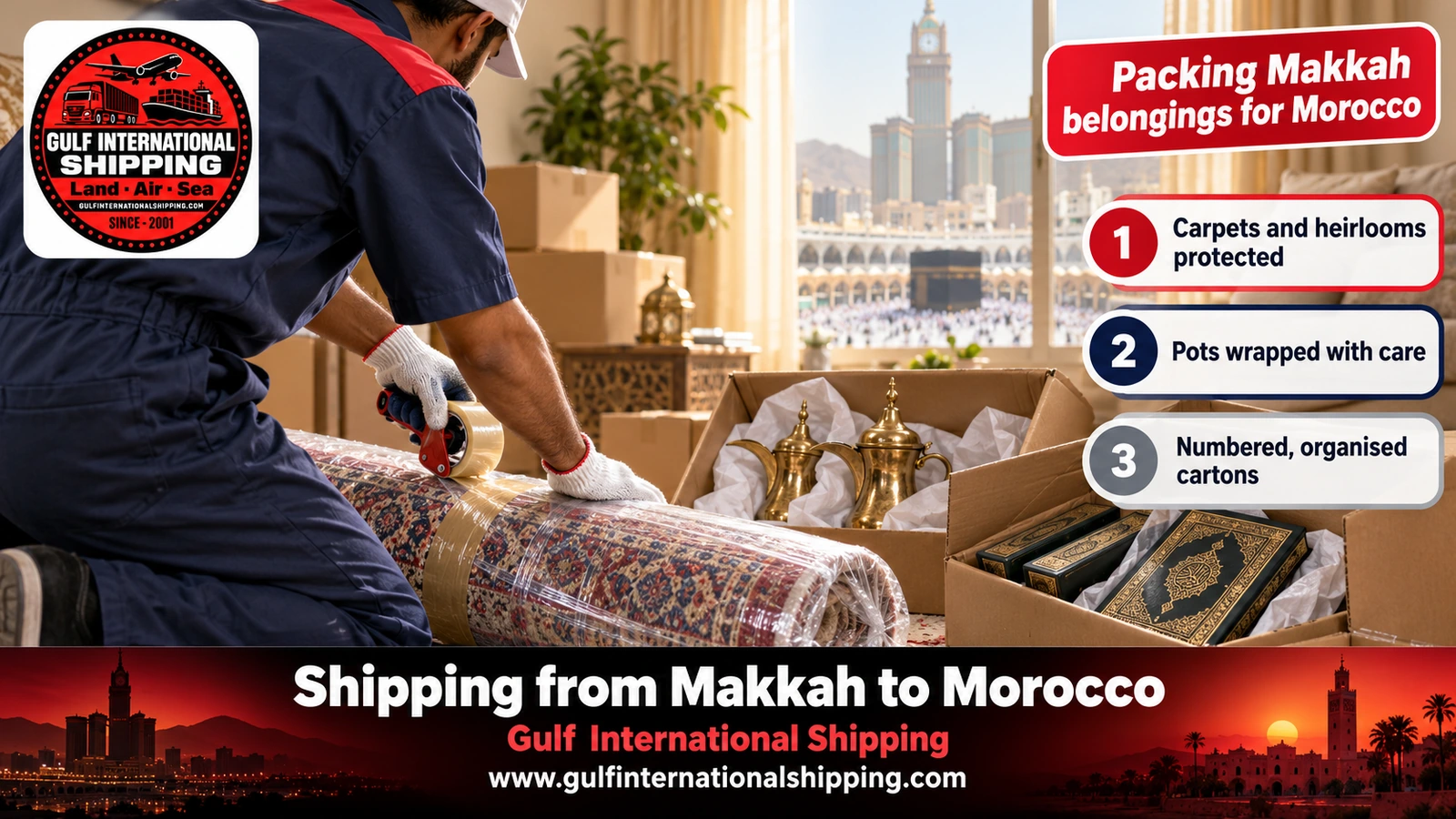 Packing Makkah belongings for Morocco