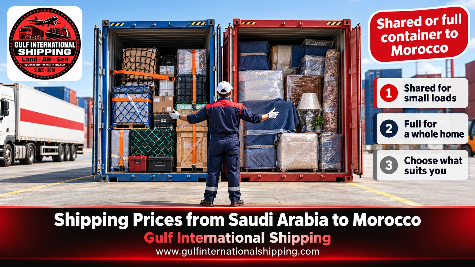 Shared or full container to Morocco