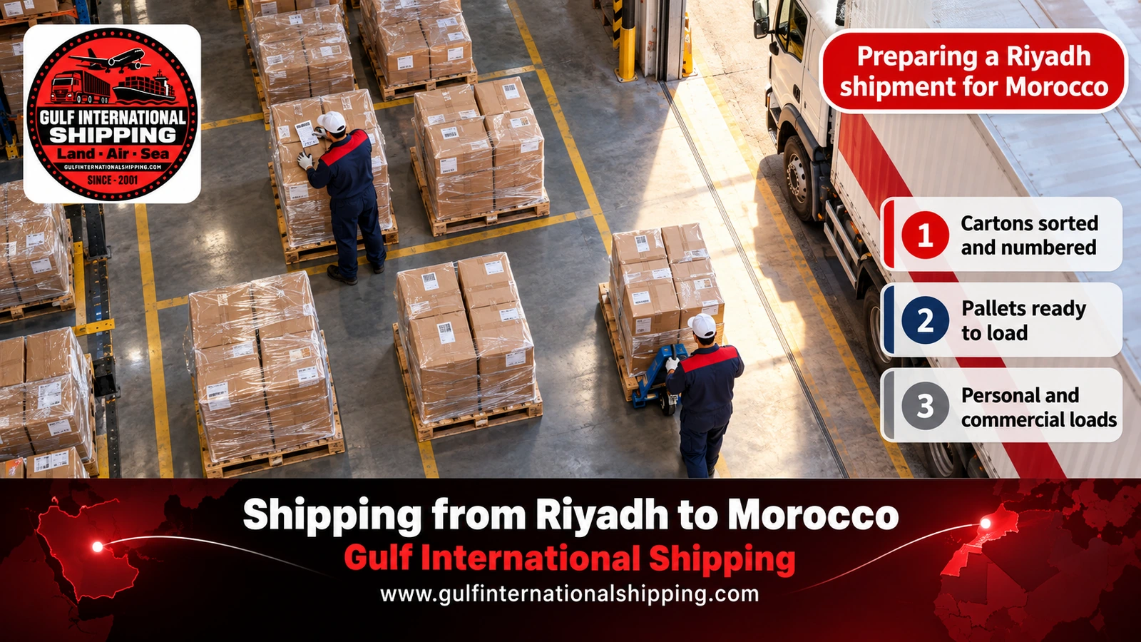 Preparing a Riyadh shipment for Morocco