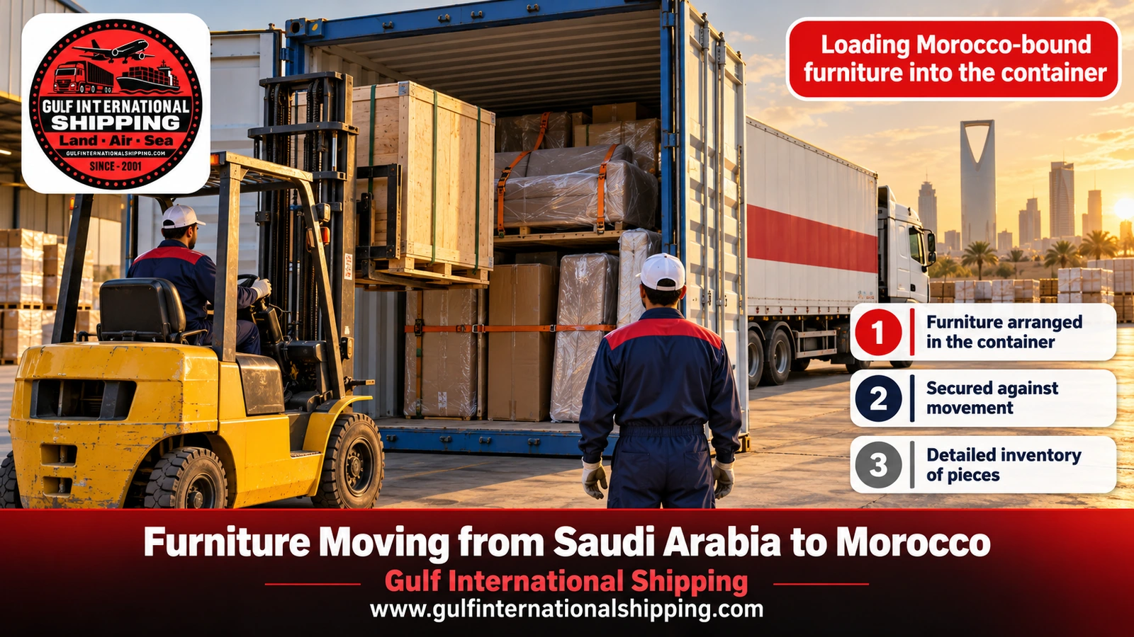 Loading Morocco-bound furniture into the container