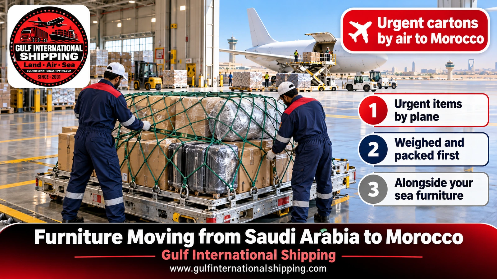 Urgent cartons by air to Morocco