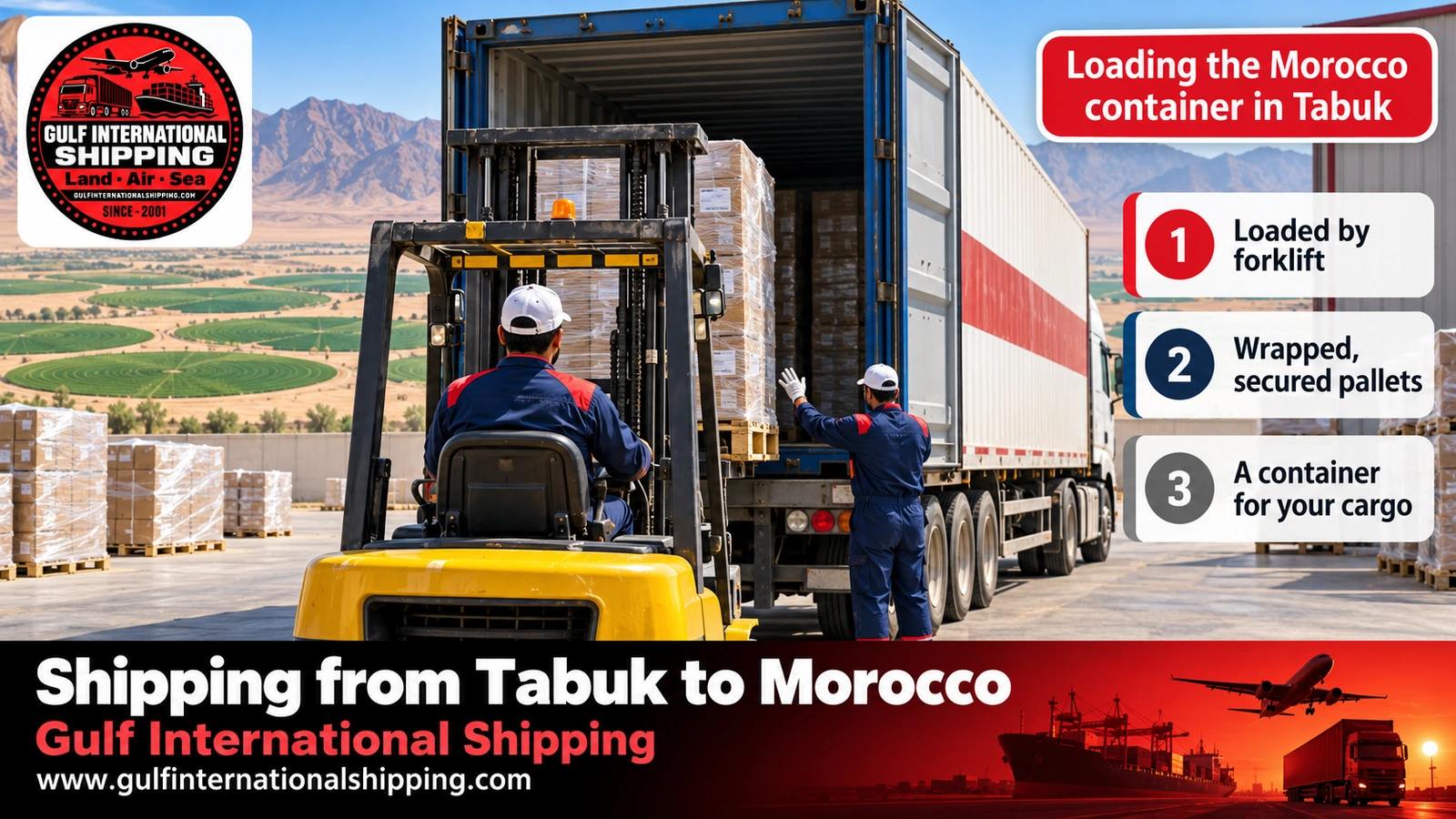 Loading the Morocco container in Tabuk