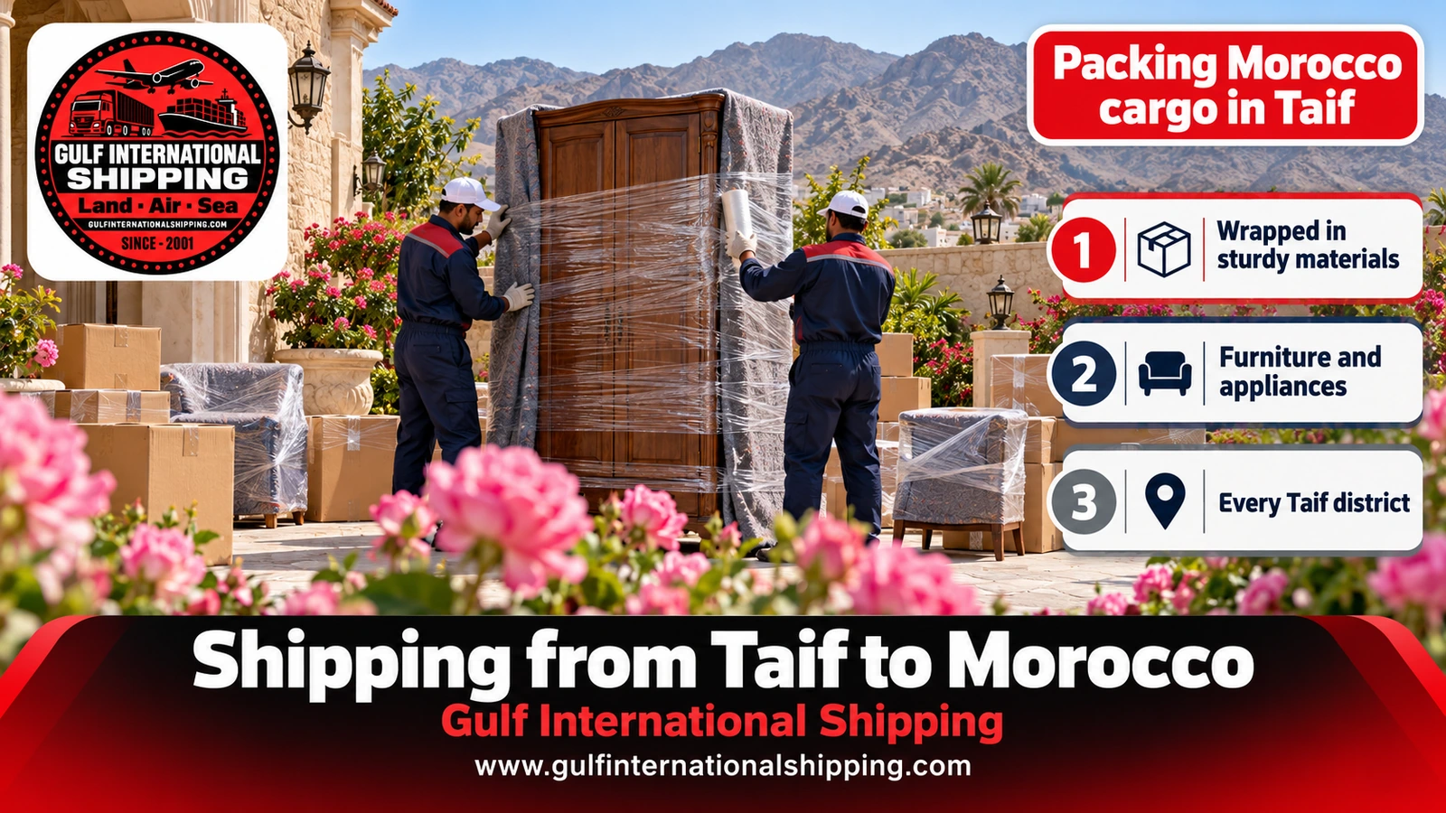 Packing Morocco cargo in Taif