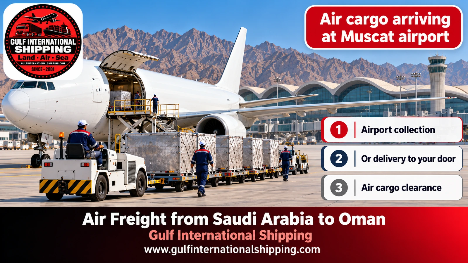 Air cargo arriving at Muscat airport